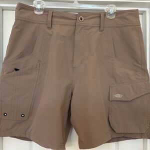 AFTCO Cargo Shorts Mens 34 Beige Nylon Spandex Fishing Quick Dry Outdoor Pockets